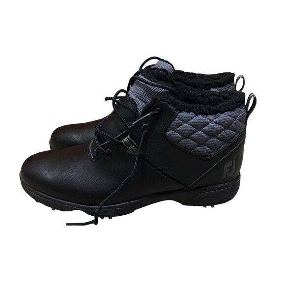 FootJoy Womens Size 9 Black & Gray Quilted Leather Golf Boots With Softspikes - Picture 4 of 5